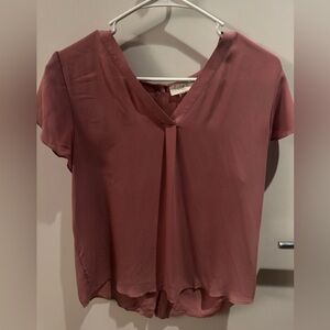 LOFT Women's Mauve V-Neck Blouse Button Up Back - size M
